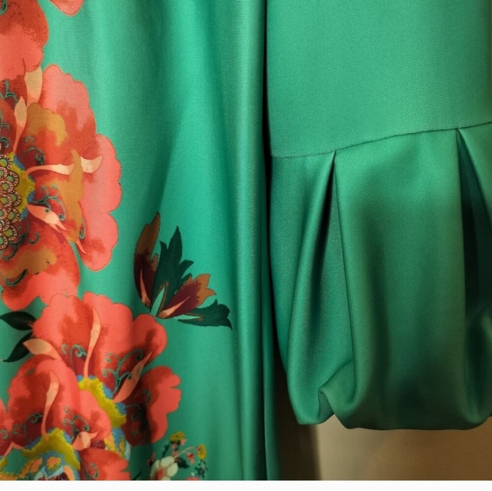 Floral Teal Dress with Pink Accents Size L By New York And Company - Picture 4 of 8